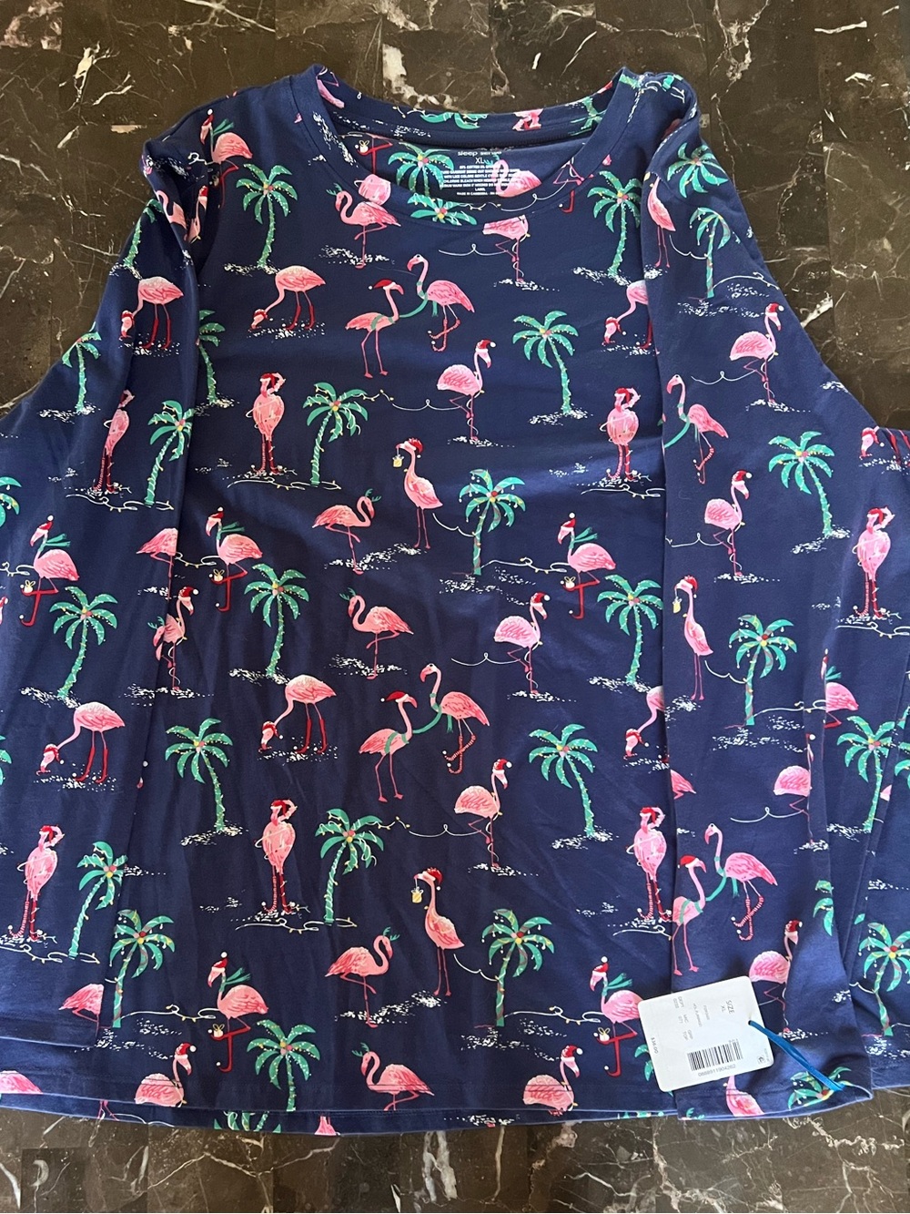 NWT Women’s Holiday Flamingo Print Long Sleeve Pajama Top